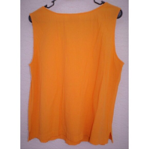 Coldwater Creek L orange sleeveless tank top crinkle fabric poly/rayon - Picture 3 of 3